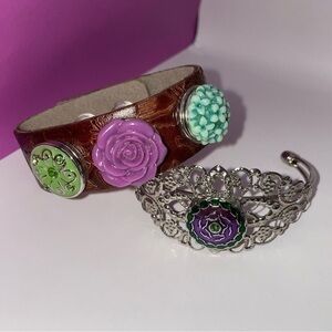 NEW ❤️ Artisan Hand Crafted Leather Bracelet Set w/ Interchangeable Snap Charms